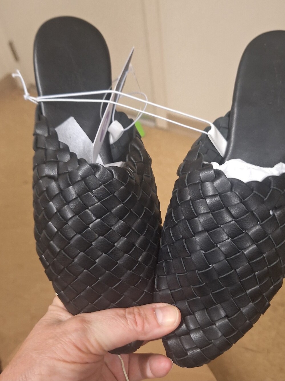Universal Thread Black Woven Slide Mules